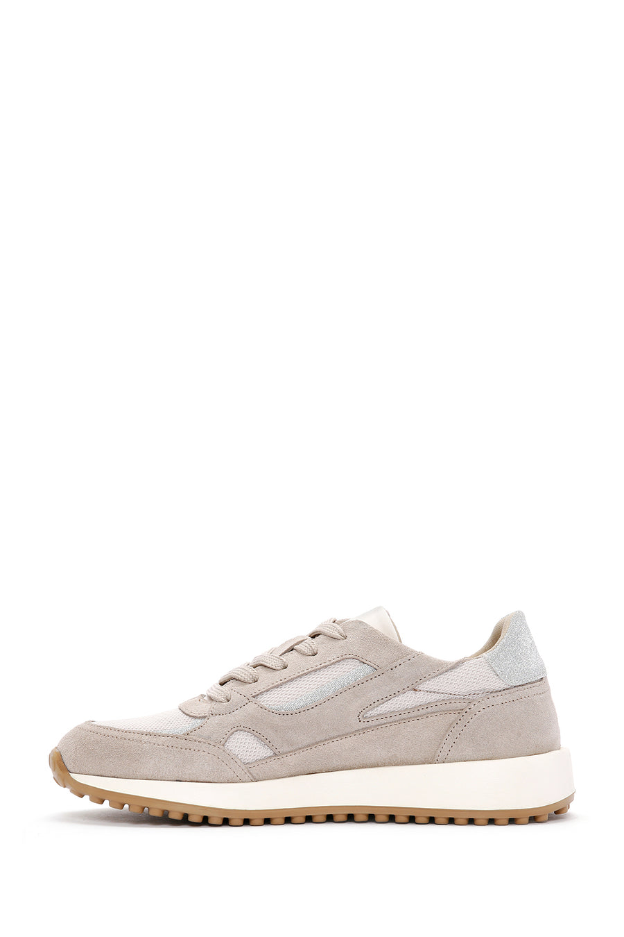 Kadın Bej Bağcıklı Süet Deri Sneaker