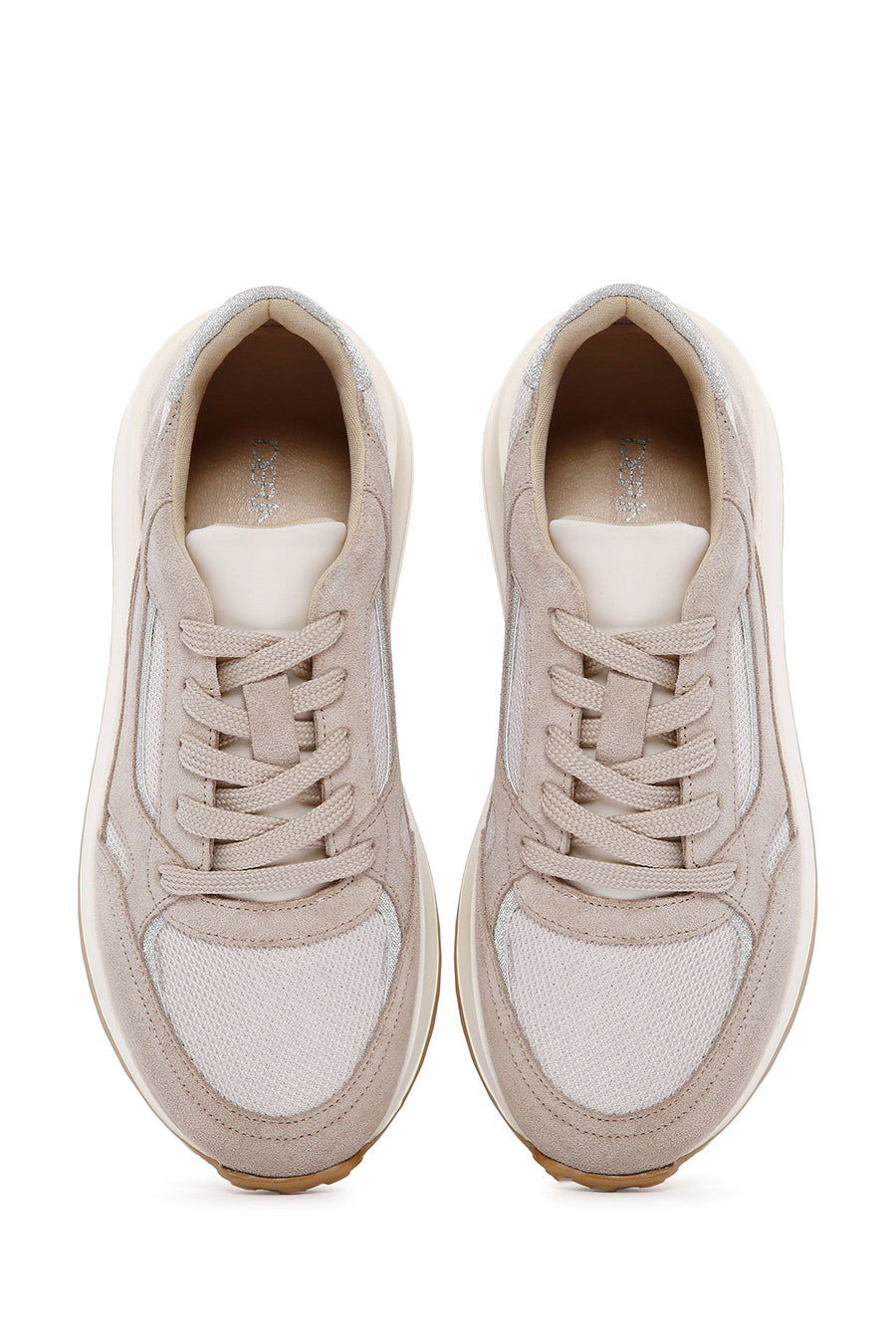 Kadın Bej Bağcıklı Süet Deri Sneaker