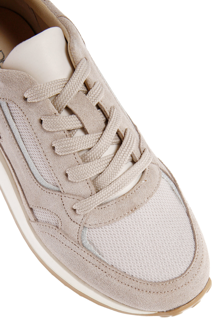 Kadın Bej Bağcıklı Süet Deri Sneaker