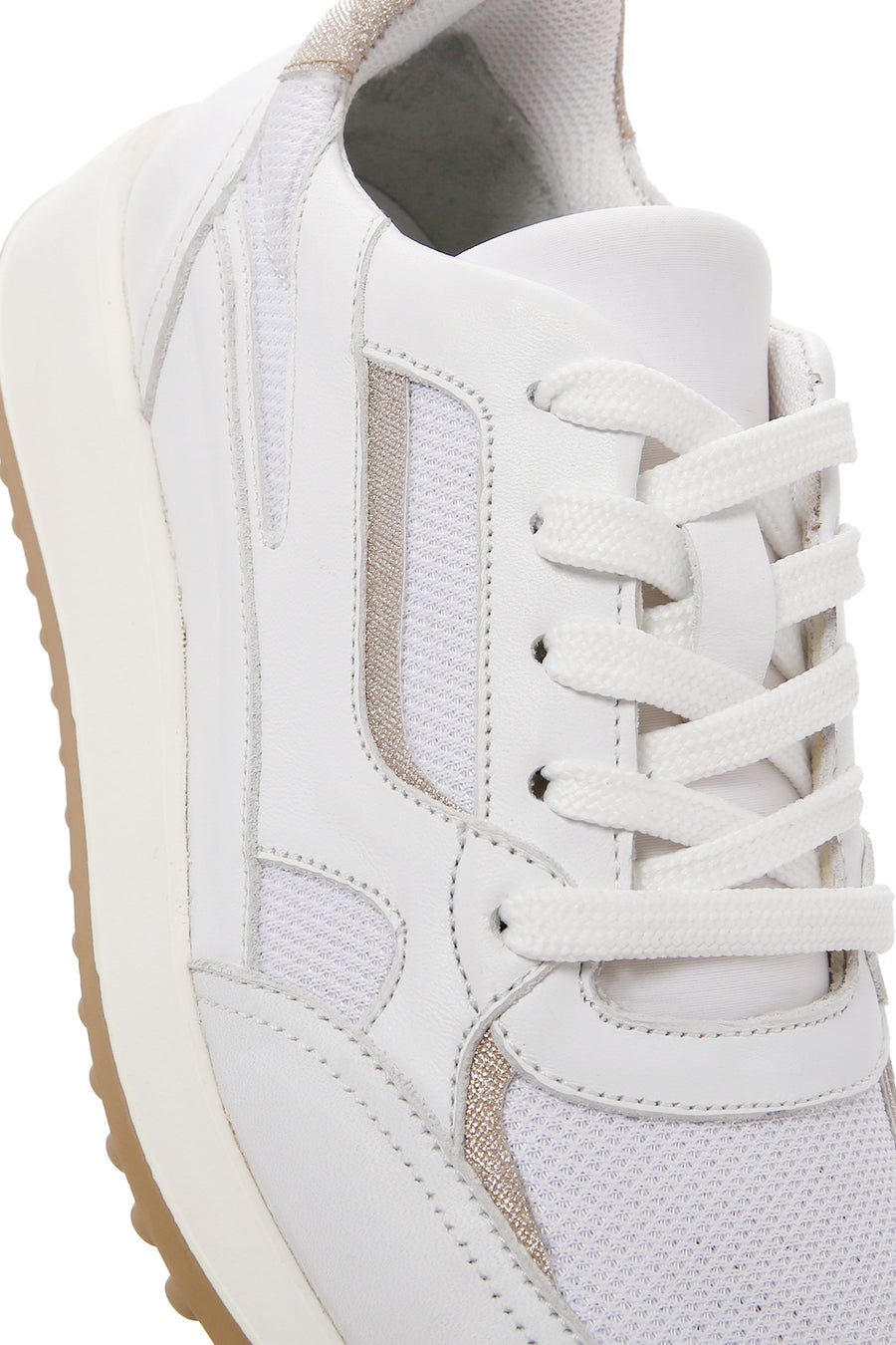 Kadın Beyaz Bağcıklı Deri Sneaker
