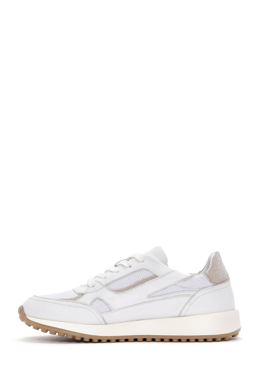 Kadın Beyaz Bağcıklı Deri Sneaker