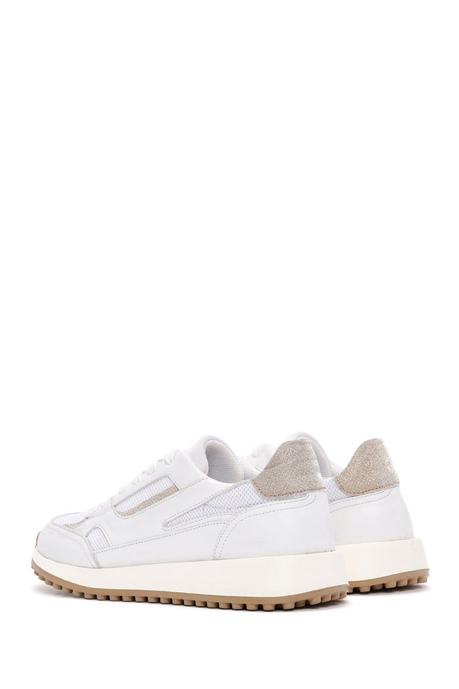 Kadın Beyaz Bağcıklı Deri Sneaker