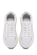 Women's White Lace-Up Leather Sneaker | Derimod