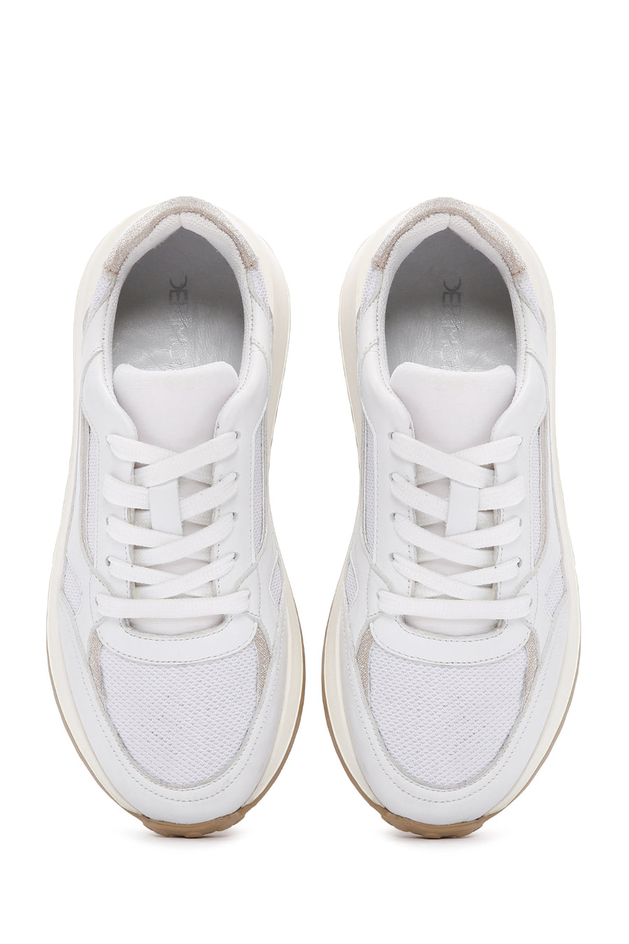 Kadın Beyaz Bağcıklı Deri Sneaker
