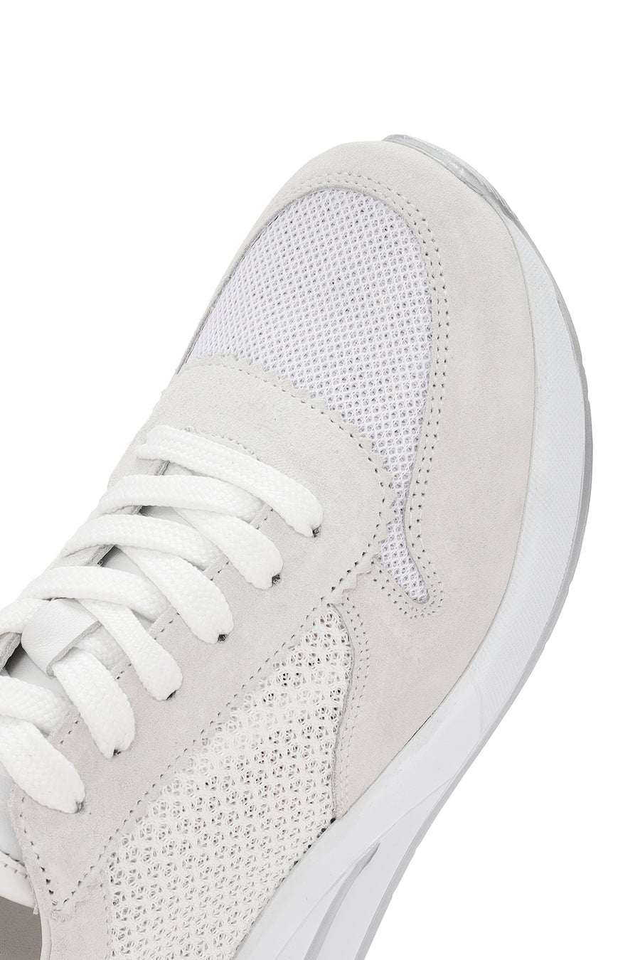 Kadın Beyaz Kalın Topuklu Bağcıklı Deri Sneaker