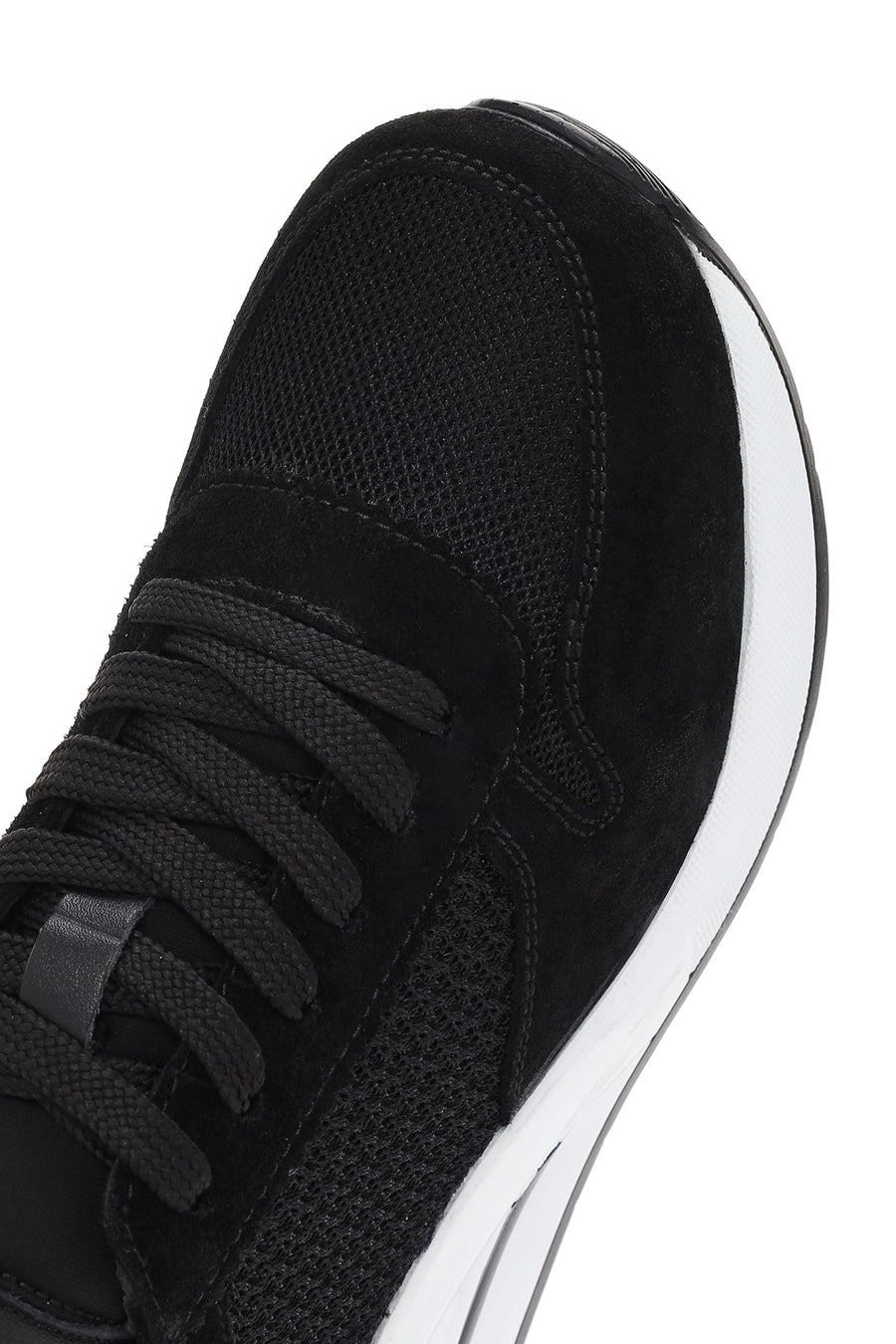 Kadın Siyah Kalın Topuklu Bağcıklı Deri Sneaker