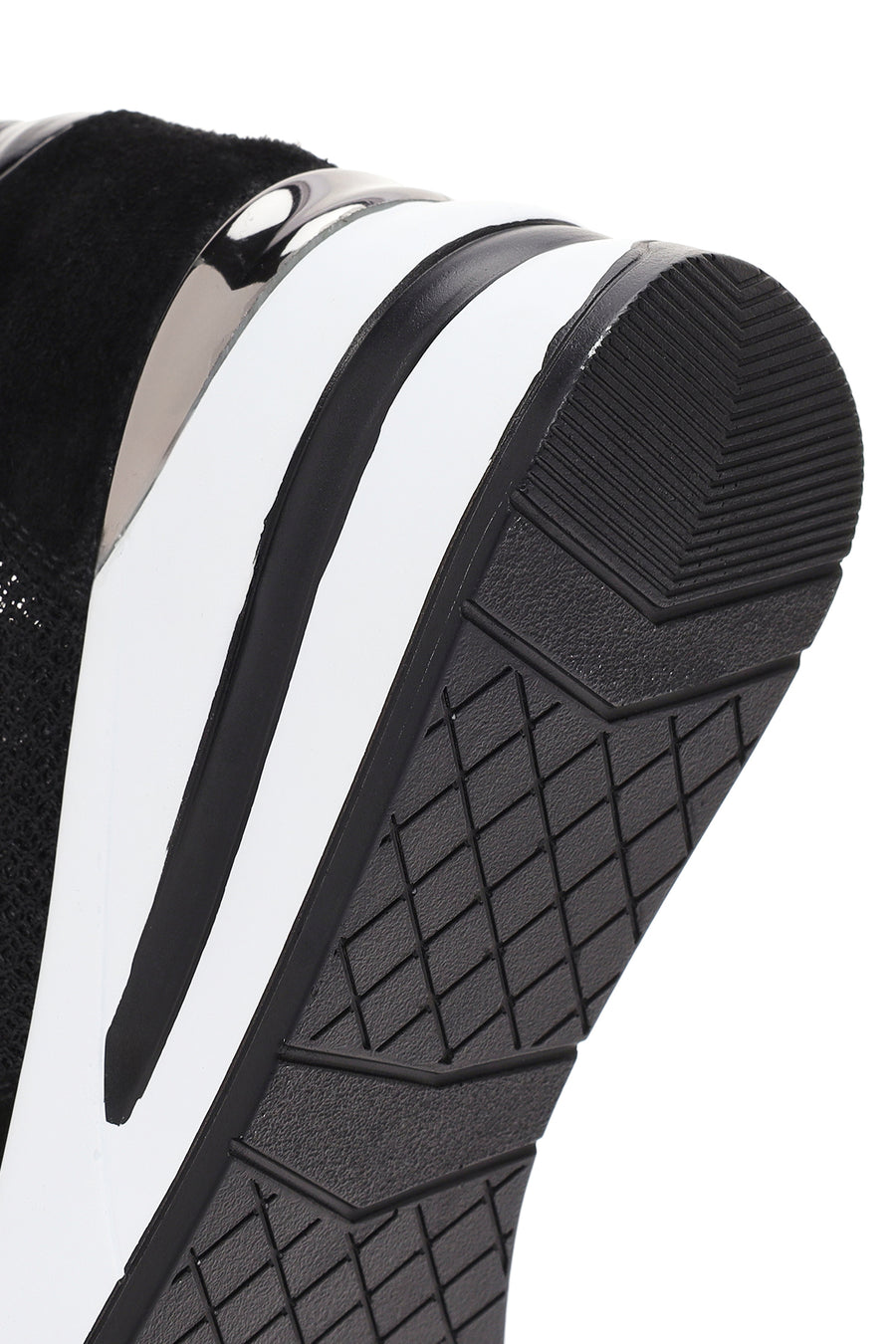 Kadın Siyah Kalın Topuklu Bağcıklı Deri Sneaker