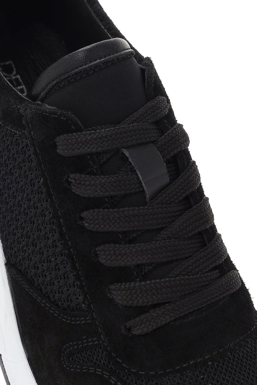 Kadın Siyah Kalın Topuklu Bağcıklı Deri Sneaker