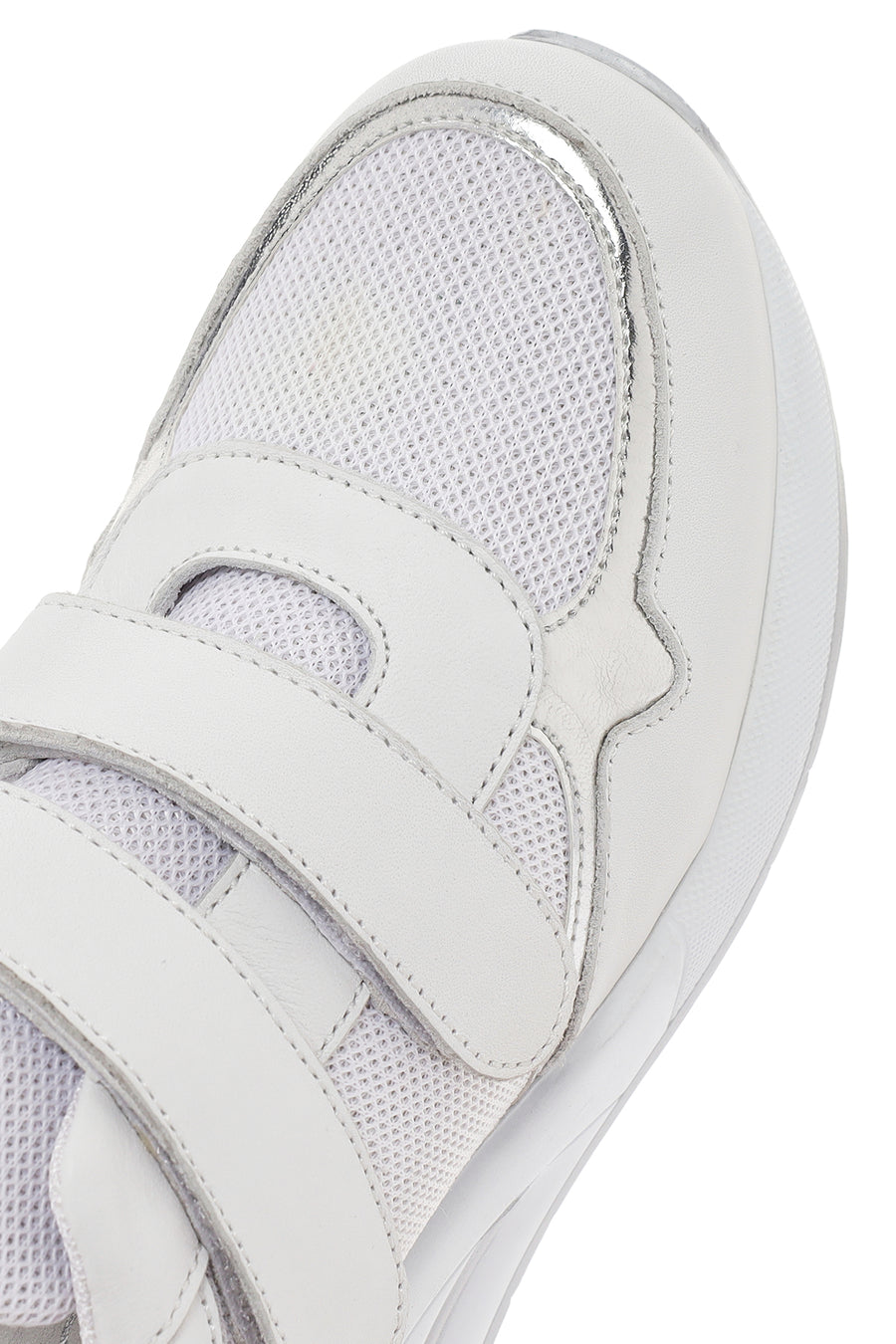 Kadın Beyaz Kalın Topuklu Bantlı Deri Sneaker