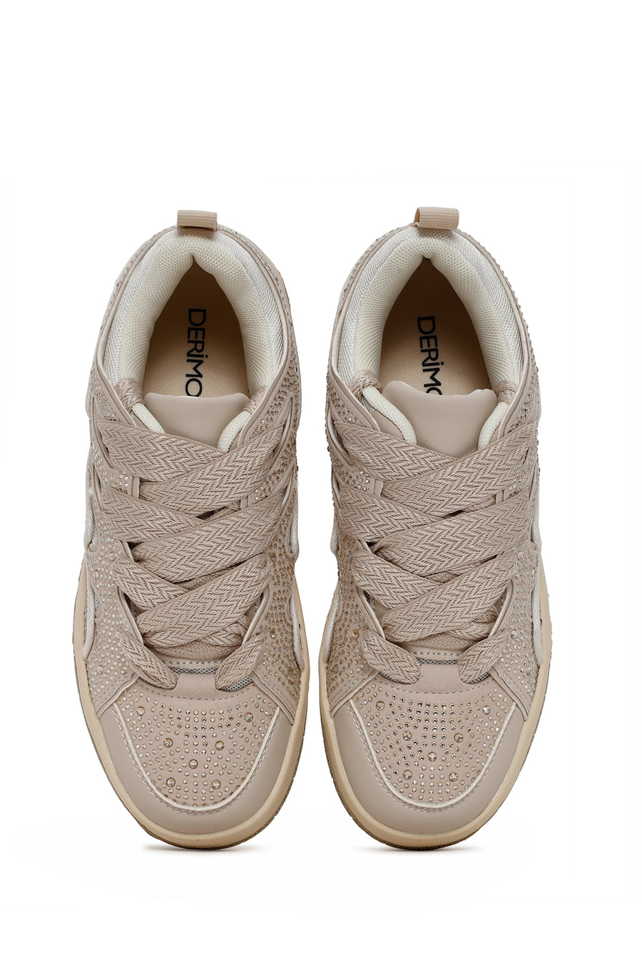 Kadın Bej Taşlı Sneaker
