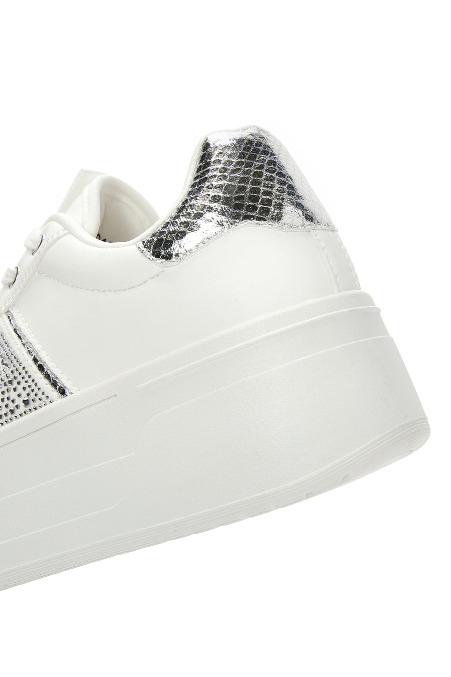 Kadın Beyaz Kalın Tabanlı Taşlı Sneaker