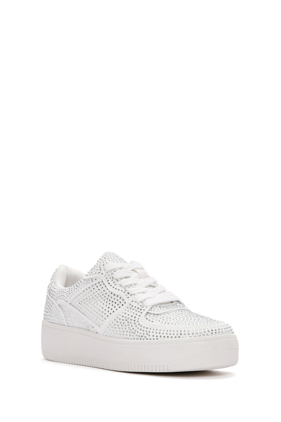 Kadın Beyaz Kalın Tabanlı Taşlı Sneaker