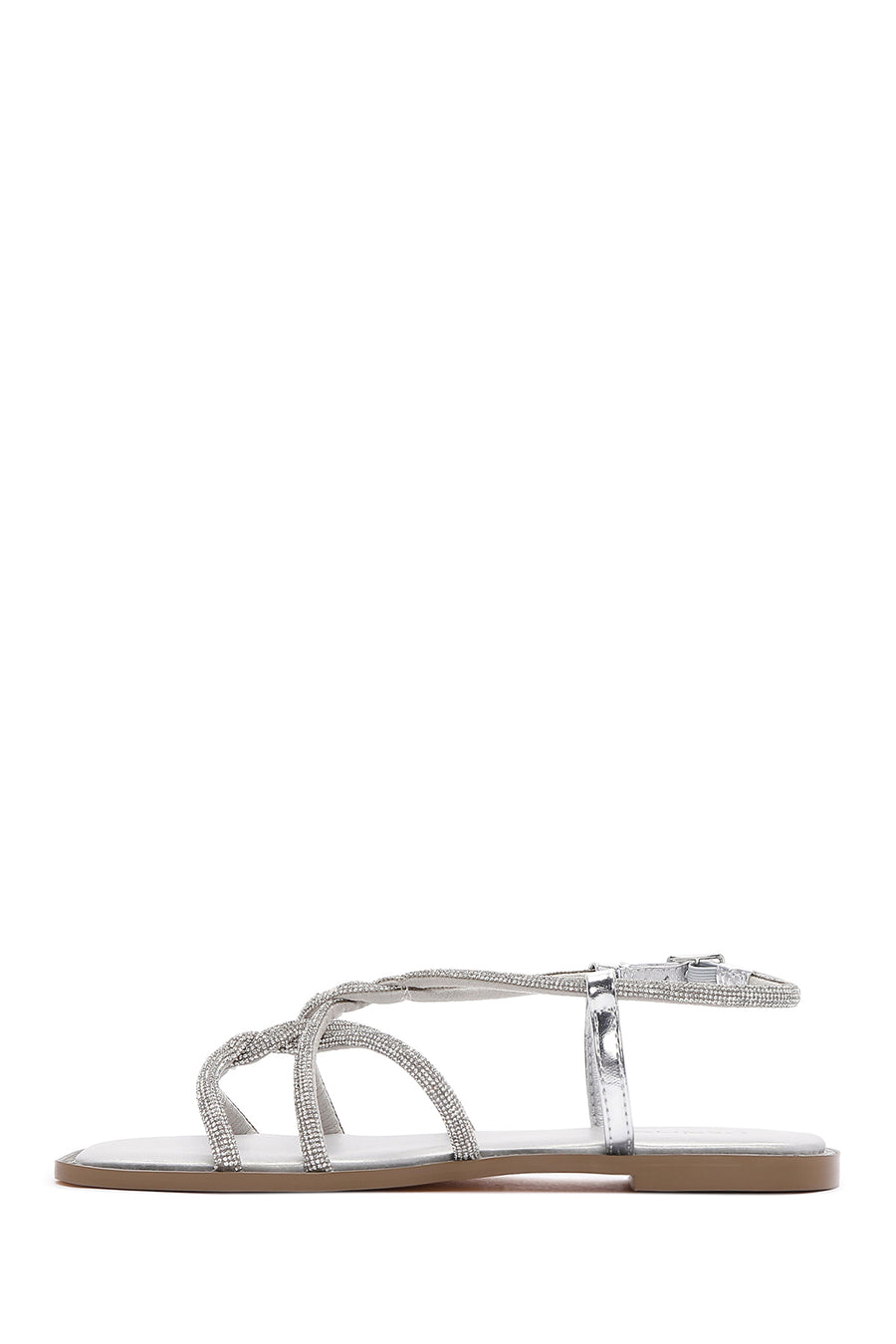 Women's Silver Ankle Strap Stone Sandals