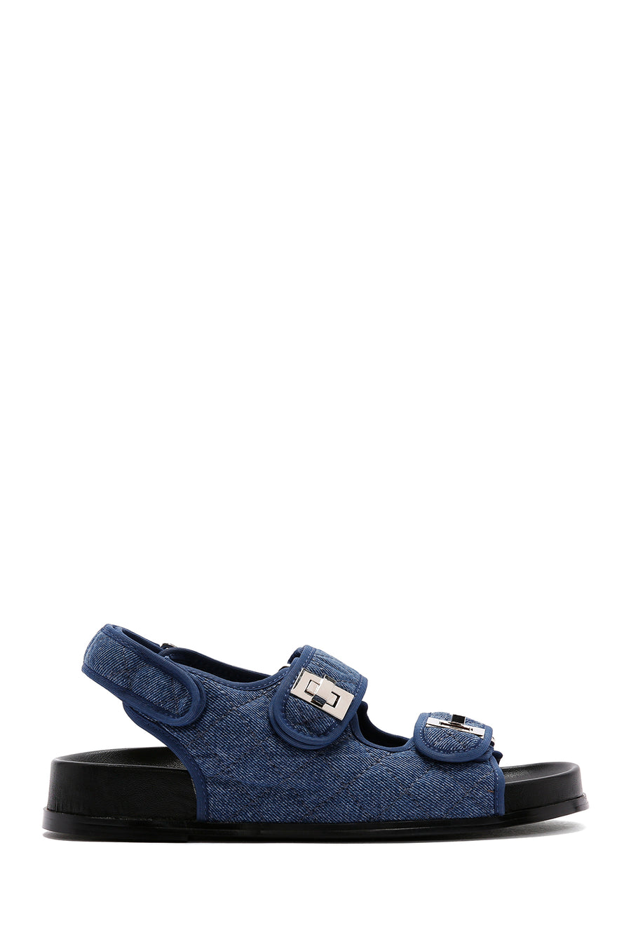 Women's Blue Ankle Strap Jean Fabric Sandals 24SFD44076F | Derimod