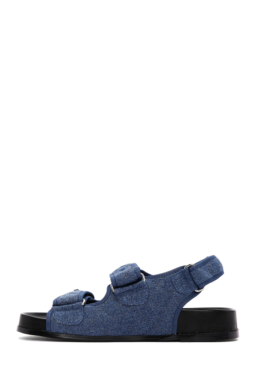 Women's Blue Ankle Strap Jean Fabric Sandals