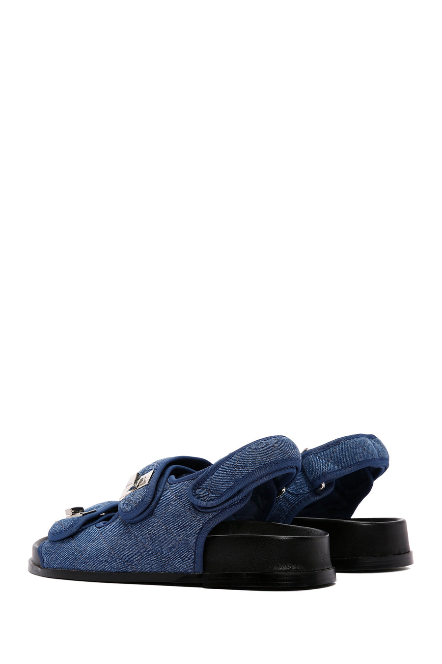 Women's Blue Ankle Strap Jean Fabric Sandals