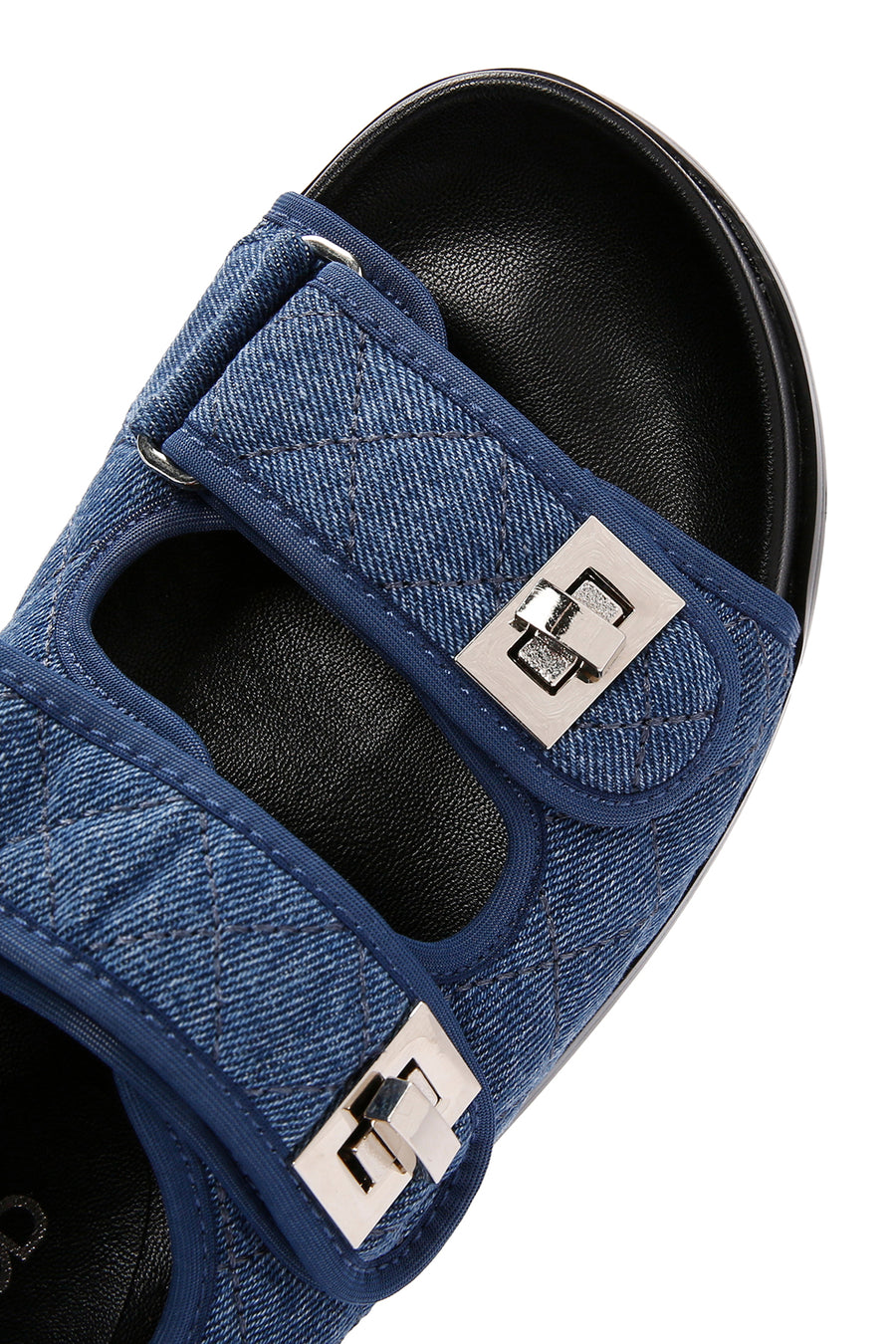 Women's Blue Ankle Strap Jean Fabric Sandals