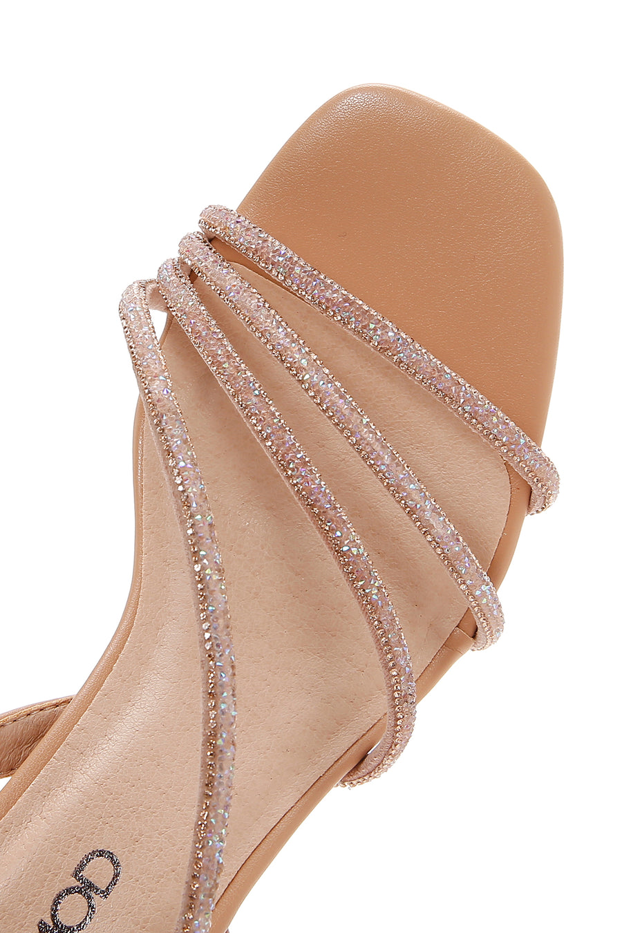 Women's Beige Ankle Strap Stone Thin Heel Sandals