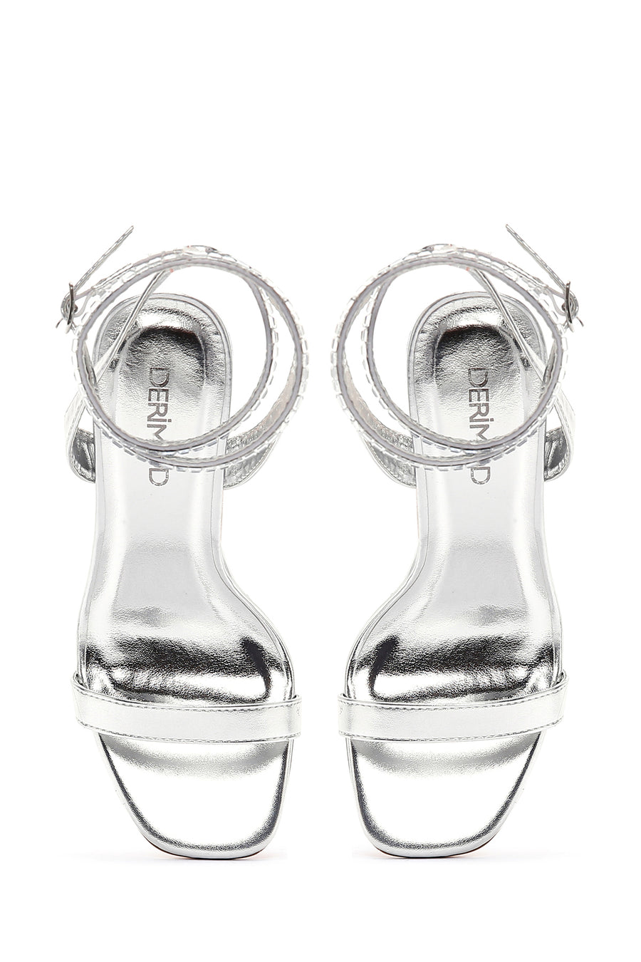 Women's Silver Ankle Strap High Heel Sandals