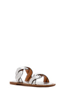 Kadın Gümüş Örgü Desenli Terlik | Derimod