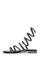 Kadın Siyah Bilekten Bantlı Taşlı Sandalet | Derimod