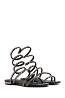 Kadın Siyah Bilekten Bantlı Taşlı Sandalet | Derimod