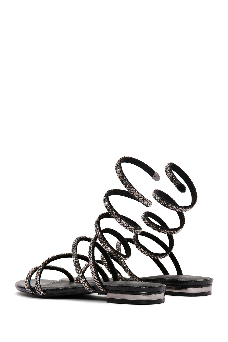 Women's Black Ankle Strap Stone Sandals