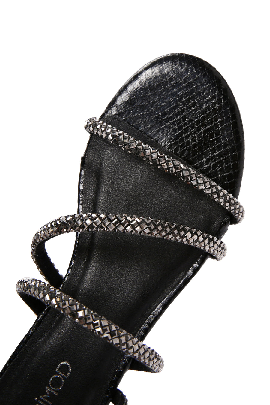 Women's Black Ankle Strap Stone Sandals