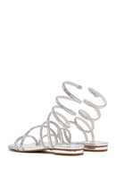 Kadın Gümüş Bilekten Bantlı Taşlı Sandalet | Derimod