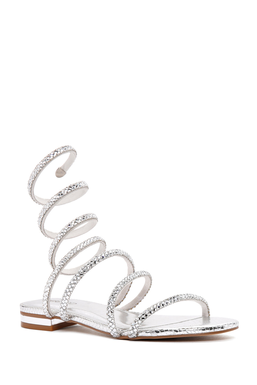 Women's Silver Ankle Strap Stone Sandals