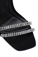 Women's Black Ankle Strap Jeweled Thin Heel Sandals | Derimod