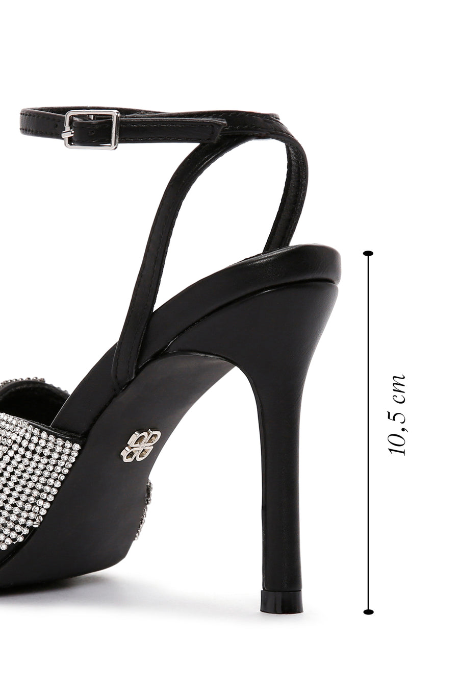 Women's White Ankle Strap Stone Thin Heel Sandals