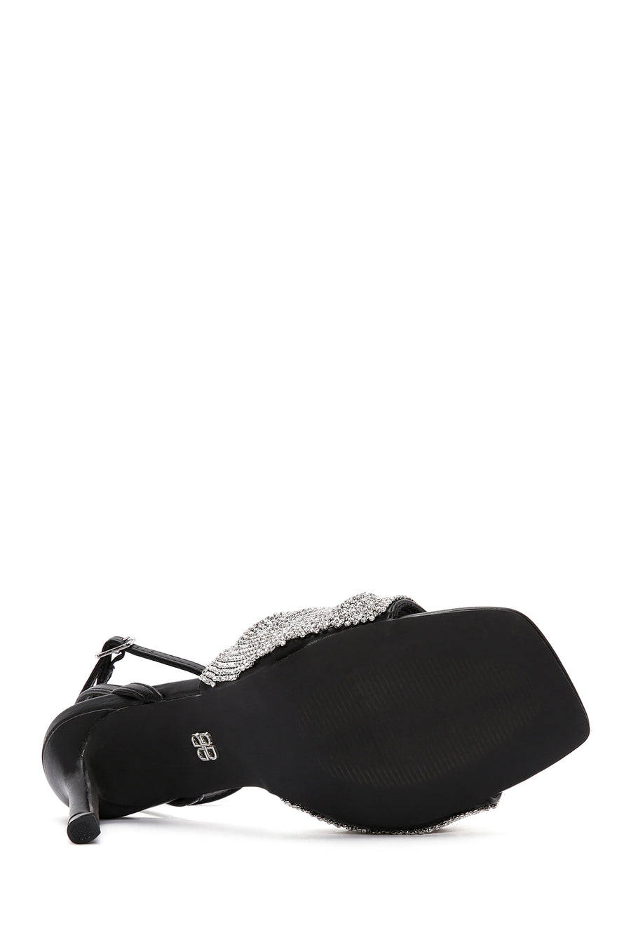 Women's White Ankle Strap Stone Thin Heel Sandals