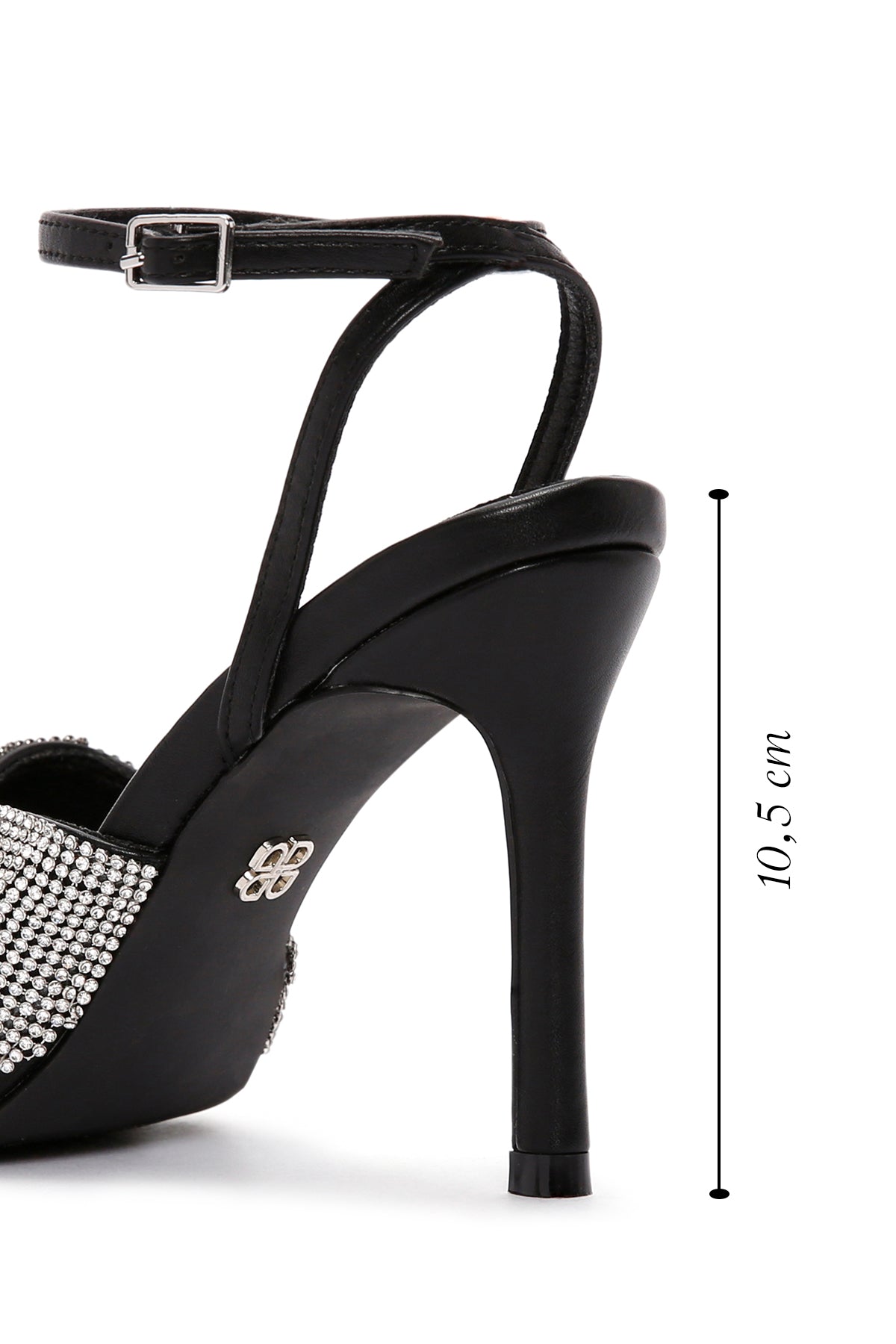 Kadın Siyah Bilekten Bantlı Taşlı İnce Topuklu Sandalet
