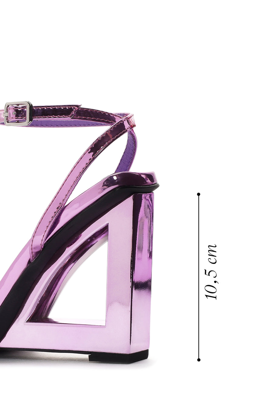 Women's Purple Ankle Buckle Platform Metallic Sandals