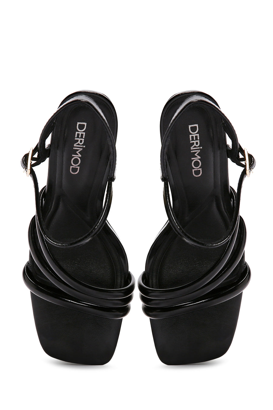 Women's Black Ankle Strap Heeled Sandals