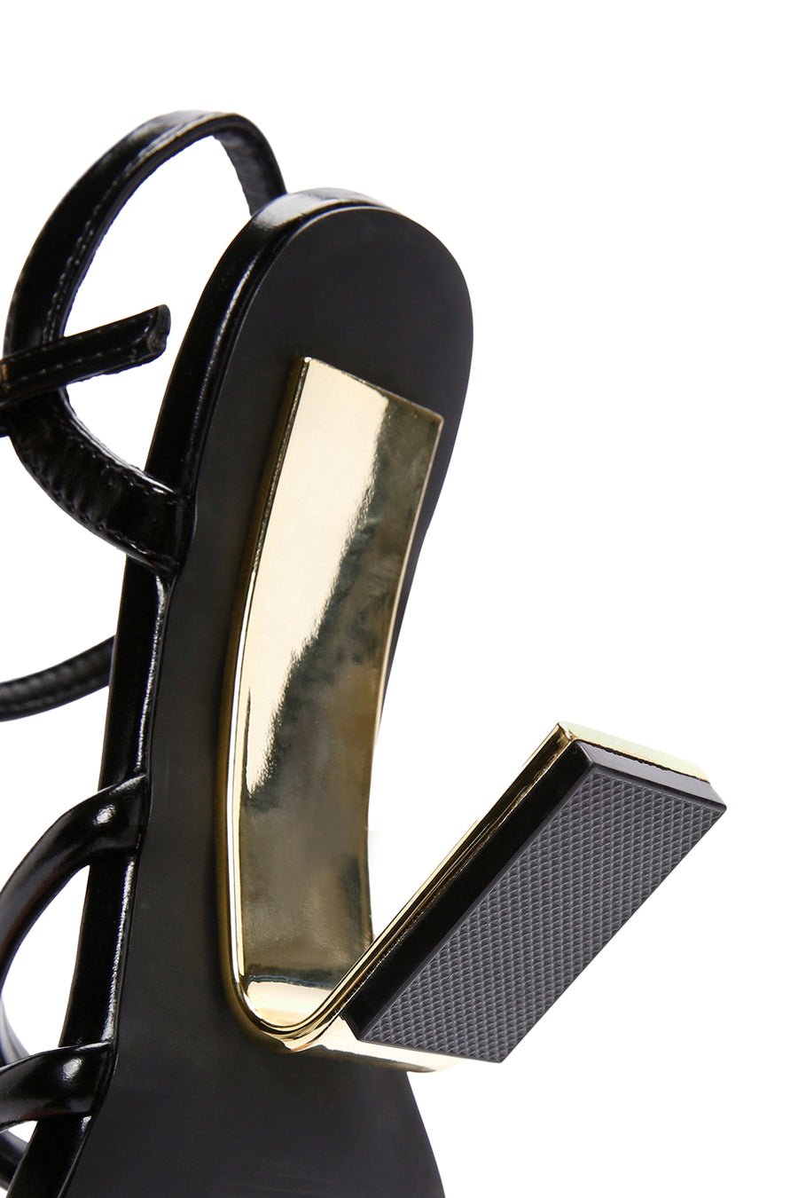 Women's Black Ankle Strap Heeled Sandals