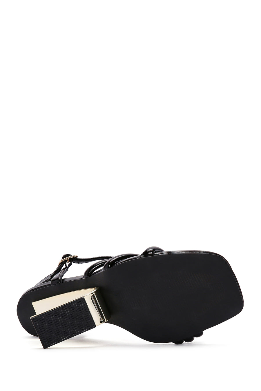 Women's Black Ankle Strap Heeled Sandals