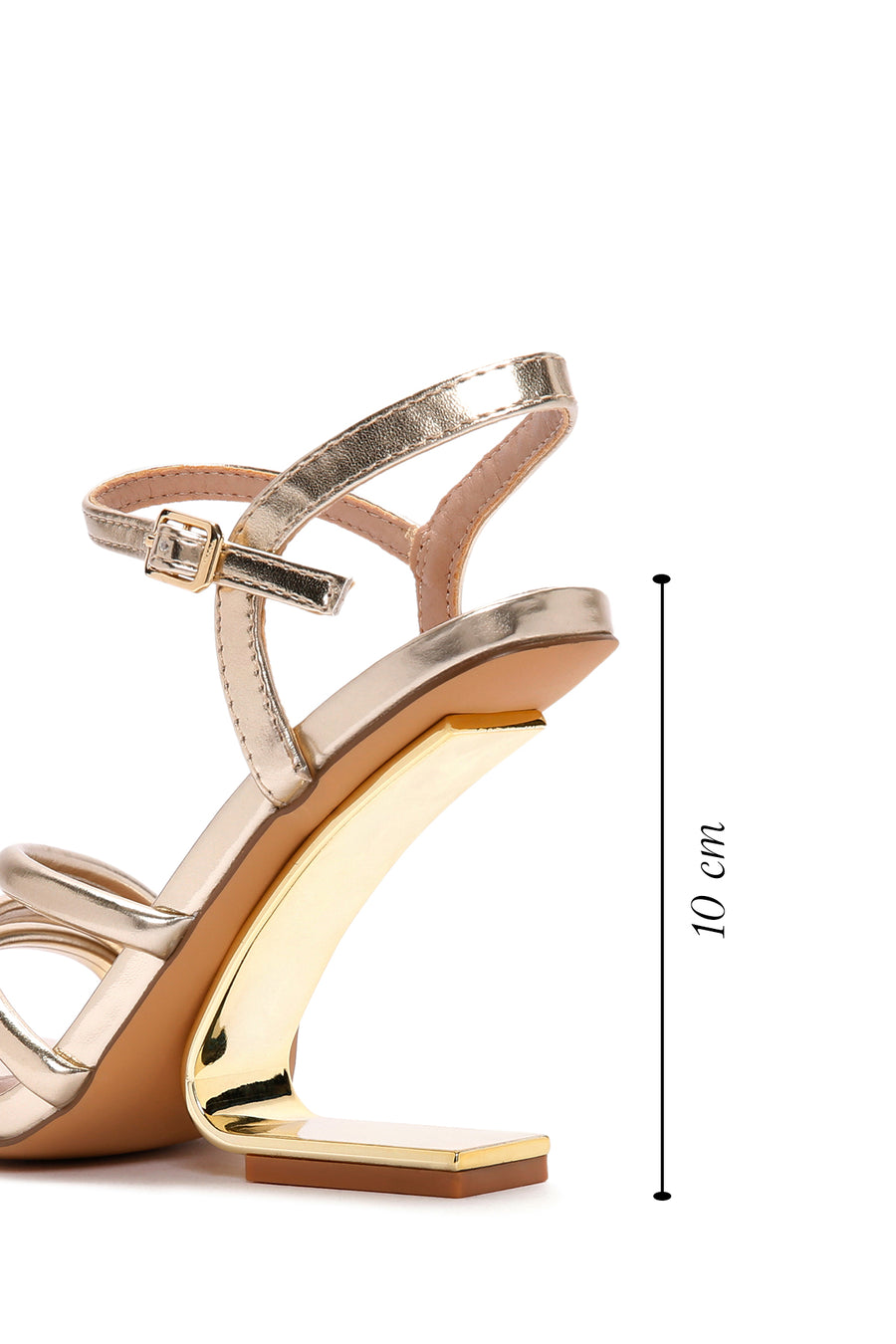 Women's Gold Ankle Strap Metallic Heeled Sandals