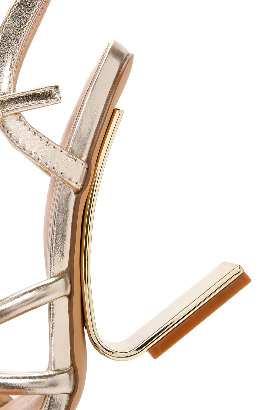 Women's Gold Ankle Strap Metallic Heeled Sandals