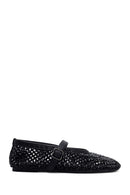 Women's Black Stone Studded Ballet Flats | Derimod