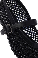 Women's Black Stone Studded Ballet Flats | Derimod