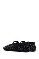 Women's Black Stone Studded Ballet Flats | Derimod