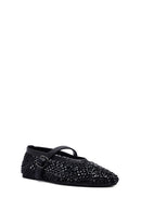 Women's Black Stone Studded Ballet Flats | Derimod
