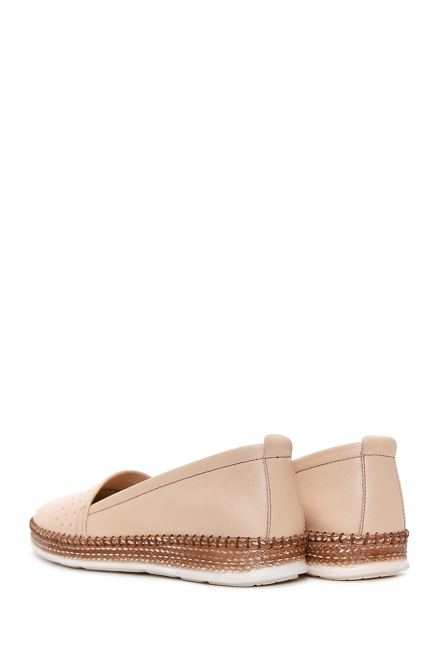 Kadın Bej Deri Comfort Loafer