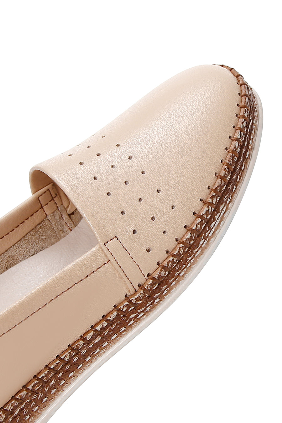 Kadın Bej Deri Comfort Loafer