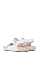 Kadın Beyaz Bilekten Bantlı Deri Comfort Sandalet | Derimod