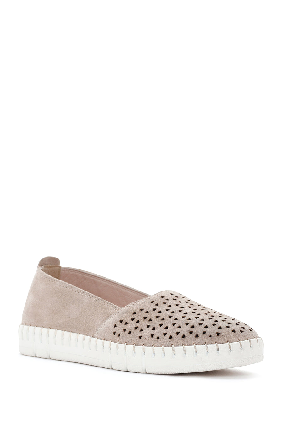 Kadın Bej Süet Deri Comfort Loafer