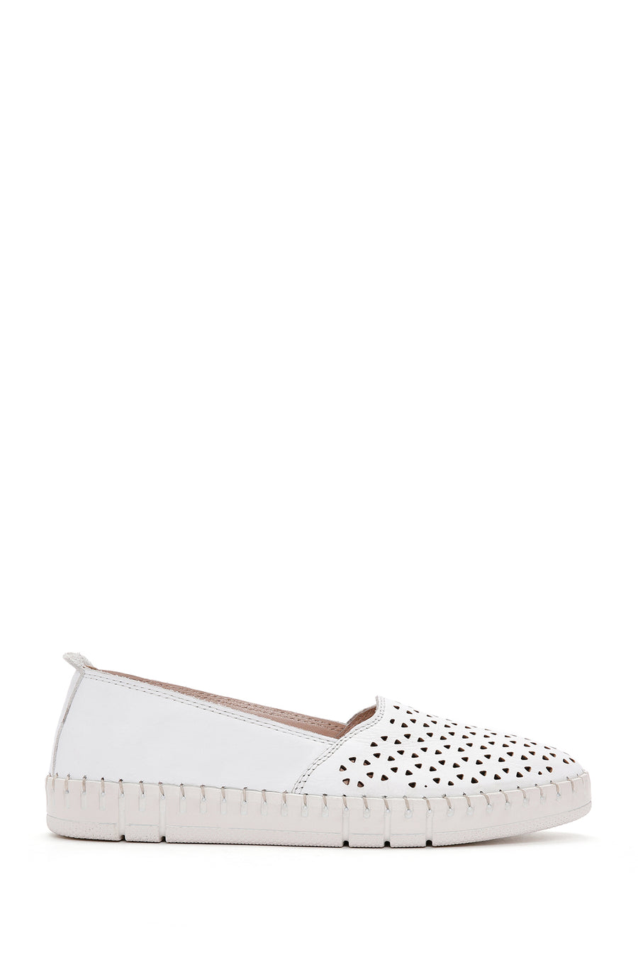 Kadın Beyaz Deri Comfort Loafer 24SFD500718 | Derimod