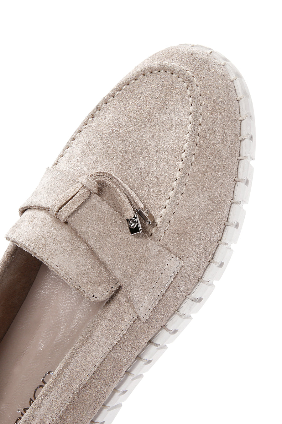 Kadın Bej Süet Deri Comfort Loafer